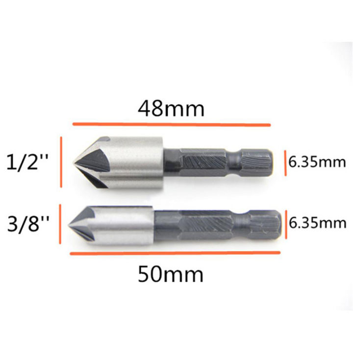 คลังสินค้าพร้อม-fonix-5pcs-5ขลุ่ยhss-countersink-drillชุดบิต90องศา1-4inch-shankอ่างล้างจานโลหะchamfering-cutterสำหรับงานไม้เครื่องมือ