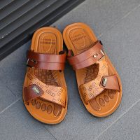 2023 Summer Beach Mens Sandals Brown Casual Flip Flops Slippers Fashion Breathable Outdoor Flats Shoes Chaussure Zapatos Hombre House Slippers