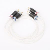 Pair Audiocrast 8Cores occ silver plated Analogue Interconnect Cables