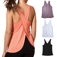 Ready Stock Sportswear Woman Cross Back Yoga Shirts Sleeveless Bodybuilding Fitness Sport T-shirt Quick Dry Workout Running Top Yoga Vest