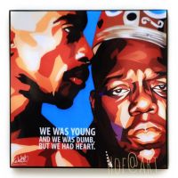 Tupac &amp; Biggie ทูแพ็ก &amp; บิ๊กกี้ แร็พเปอร์ 2Pac Rapper Hip hop รูปภาพ​ติดผนัง pop art พร้อมกรอบและที่แขวน ฮิปฮอป กรอบรูป แต่งบ้าน