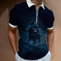 Fashion Mens 2023 2022 T-shirt Round Neck Short Sleeve T-shirt 3d Wolf Print Polo Unisex summer polo