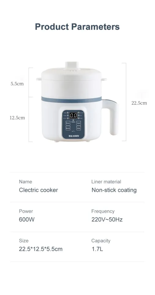 1.7L Electric Rice Cooker Single Double Layer 220V Multi Cooker