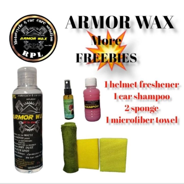 armor WAX for matte and glossy coat with helmet freshener car shampoo ...