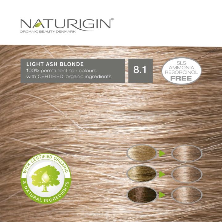 naturigin-8-1-light-ash-blonde-permanent-organic-hair-color-dye-ไลท์แอชบลอนด์-8-1-สีผมออร์แกนิค-นำเข้าจากเดนมาร์ก-115-ml