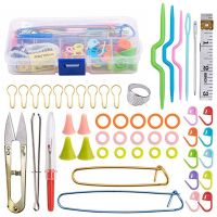 △卐 52PCS Crochet Hooks Household Knitted Accessories DIY Weaving Tools Set Scissors Color Mark Buckle Needle Cap Curved Needle TMZ