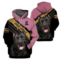 2023 style Animals Hoodies 3D Graphic Cane Corso Yellow Strips Hoodies Men  Casual Pullovers Pocket Sweatshirts，can be customization