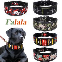 【LZ】 Reflective Puppy Big Dog Collar with Buckle Printing Adjustable Pet Collar for Small Medium Large Dogs Pitbull Leash Dog Chain