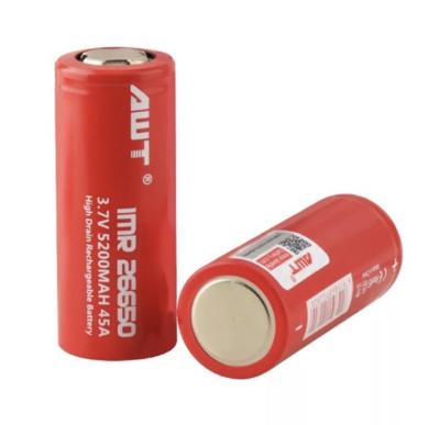 ถ่านชาร์จAWT 26650 5200mAh 3.7V 45A (2ก้อน)ของแท้