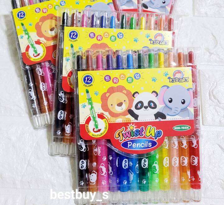 คิดอาร์ท-สีหมุนได้12สี-kidart-12colors-twist-up-pencils-twcr-12