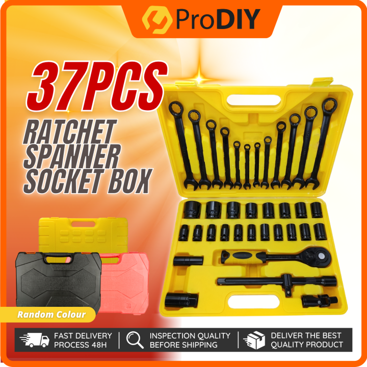 37PCS ½” DR Socket Set Ratchet Box Socket Set Box Set Spanner Set