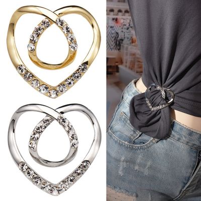 T-shirt Heart Scarf Brooches Crystal Silk Scarf Buckle Brooch Shawl Ring Clip Scarves Fastener Knotted Button Pin Accessories