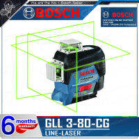 BOSCH เลเซอร์ชนิดเส้น สีเขียว แบบ 3 เส้นรอบทิศทาง 360 องศา รุ่น GLL 3-80 CG +รุ่นใหม่ล่าสุด!! แสงสีเขียวชัดเจนกว่าสีแดง 4เท่า ใช้งานแบบปกติได้ระย