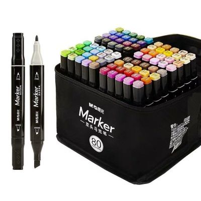 Double-headed Marker Pen 60 Color Oily Watercolor Pen Childrens Color Art Set 36/48/80 Optional Student Gifts
