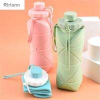 RIRIANN ขวดน้ำซิลิโคนกันรั่ว Botol Minuman ความจุขนาดใหญ่600มล. สำหรับกีฬาท่องเที่ยวกลางแจ้ง