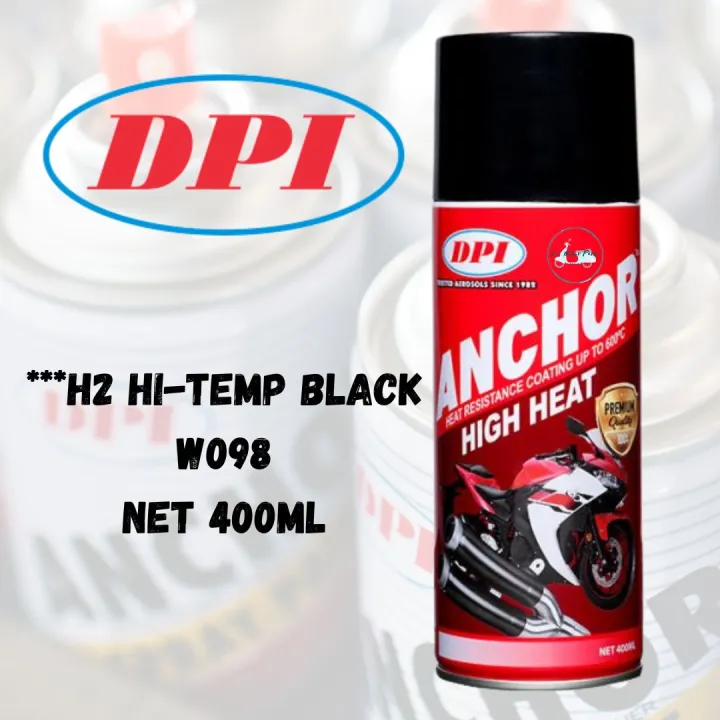 DPI ANCHOR SPRAY 400ML H2 HIGH TEMP BLACK HIGH TEMPERATURE SPRAY PAINT
