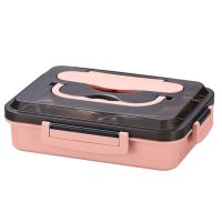 ↂ♟ 1 Set Safe Children Bento Box Stainless Steel Student Lunch Box Chopsticks Children Bento Box Picnic Snack Box Compartment Box