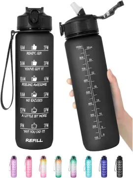 1000 ML Aesthetic Water Bottle With Time Marker Leak Proof Reusable BPA  Free Frosted Plastic-Motivational