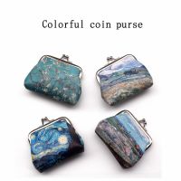 ◈▩ Small Wallet Women Mini Printing Coin Purses Hasp Cash Card Handbags Clutch Money Change Bag Famous Van Gogh Oil Printing