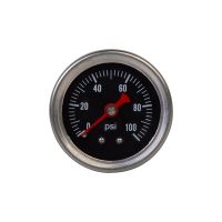 Racing 1/8 NPT Oil Fuel Pressure Gauge Liquid Filled Polished Case 0-100 psi Oil Press Gauge Fuel Gauge black Face