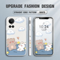 เคส GGK สำหรับ OPPO Reno10 Pro 5G เคสโทรศัพท์ลายการ์ตูนหมีและกระต่ายคลุมทั้งหมดปลอกซิลิโคนน้ำรูปแบบขอบสี่เหลี่ยมเคสป้องกันกล้อง