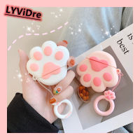 LYViDre 3D Cute pink white cat paw Silicone Soft Earphone Case For AirPods 1 2 Protective Case for Apple Airpods Pro Bluetooth Headset Decoration Cove