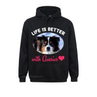 Love Is Better With Aussies Cute Australian Shepherd Gift Sweatshirt Hoodies For Men England Sweatshirts Youthful New Size Xxs-4Xl