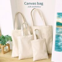 New White Canvas Shopping Bags Eco Reusable Foldable Shoulder Bag Large Handbag Fabric Cotton Tote Bag for Women Shopping Bags