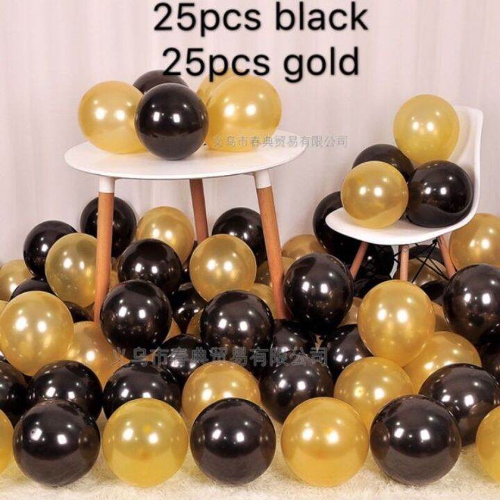 50pcs Gold/Black Mix Metallic Balloons | Lazada PH