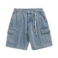 Factory Outlet Cross -Border Summer New Japanese Denim Shorts Cotton Loose Multi -Pocket Shorts, MenS Pants Washed Boys