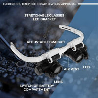 U50 LED แว่นขยายหัวแว่นขยายเลนส์คู่แว่นขยายสำหรับซ่อมนาฬิกาอิเล็กทรอนิกส์