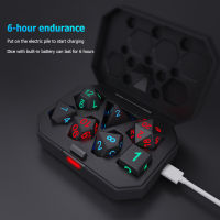 7ชิ้นเซ็ตลูกเต๋าอิเล็กทรอนิกส์ USB ชาร์จลูกเต๋าเรืองแสงเรืองแสงในที่มืด LED DND ลูกเต๋าชุดลูกเต๋าหลายด้านสำหรับผู้ใหญ่เกมกระดาน