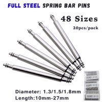 20pcs Watch Band Full Stainless Steel Spring Pins 10mm to 27mm Release Spring Bars Strap Replacement Straight Pin 1.3 1.5 1.8mm Cable Management