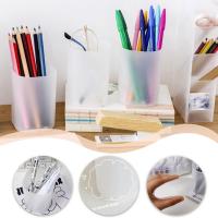 Creative Clear Frosted Round Pen Holder Transparent Brush Storage Container Student Box Pen For Makeup Desktop Pen I6Z9