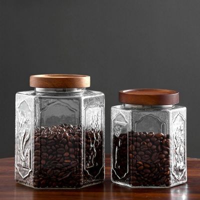 hotx【DT】 Hammered Glass Jars Lid Food Storage Bottle Sealed and Lids Jar