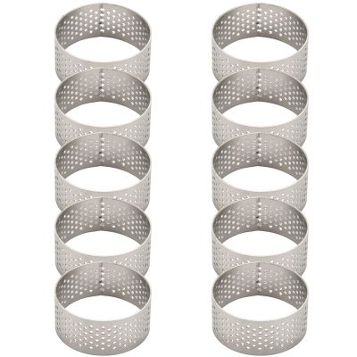 10Pcs 4.5cm Round Stainless Perforated Seamless Tart Ring Quiche Ring Tart Pan Pie Tart Ring with Hole Tart Shell Ring