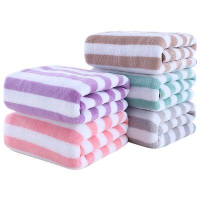 【CC】 Coral velvet striped towel soft absorbent thickened without hair loss Quick-drying Super Soft face