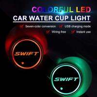 ✣◊✠ Multicolor LED Car Coaster for Suzuki SWIFT Customized Car Water Cup Mat Light Auto Ambient Light Accessories