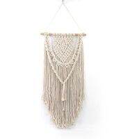 พรมทอแขวนผนังแบบโบฮีเมียน Macrame ที่แขวนติดผนังพรมทอแขวนผนังลายแมนดาล่าทอด้วยมือทรงเรขาคณิตเก๋ไก๋สำหรับของตกแต่งห้องนอนในบ้าน