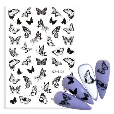 【LZ】 Nail Sticker Women Face Sketch Abstract Butterfly Manicure Nail Art Decorations YZ03