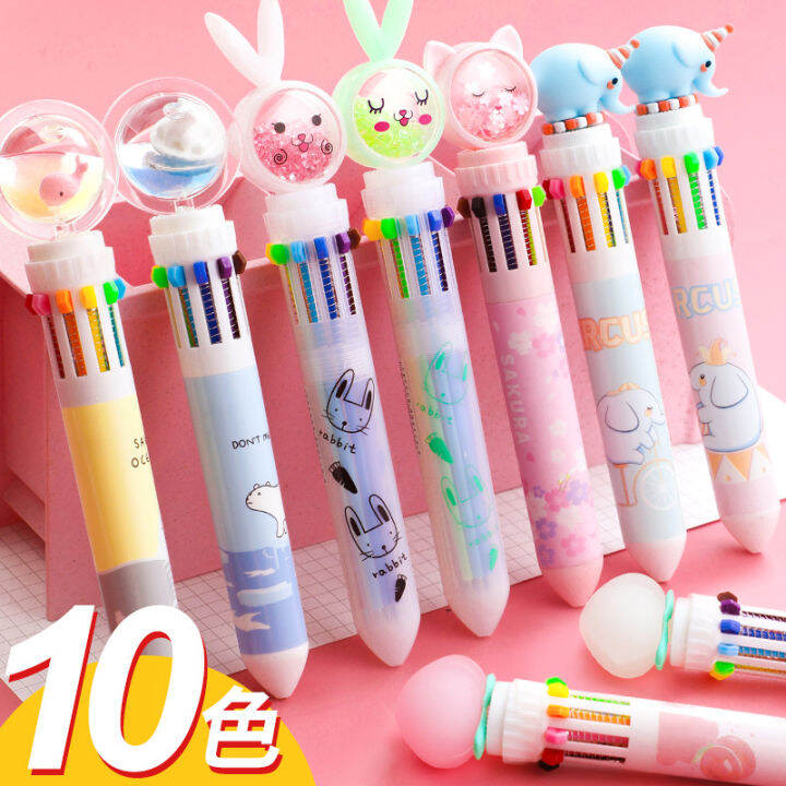 Ball Point Pen Female Lovely Girl Multi-color Pen 10 Color Ten Color 