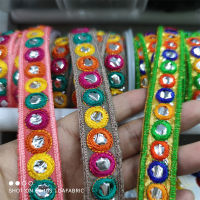 ความกว้าง 2 ซม.Handmade ชาติพันธุ์กระจกปัก Webbing Showy Lace Trim DIY เย็บเส้นด้ายสุทธิริบบิ้นเสื้อผ้าตกแต่ง-hjgytyuuiytt