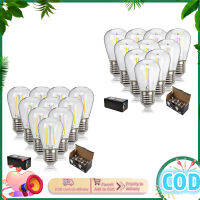 หลอดไฟสายไฟกลางแจ้ง LED กันแตกหรี่แสงได้ S14 10ชิ้นพลาสติก LED ฐานสกรูขนาดกลางหลอดเอดิสัน1W 2W