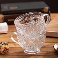 卍☑▽ Vintage Embossed Coffee Tea Mug Glass Beer Cups Small Dessert Bowl Dessert Fruit Milk Juice Ice Cream Snacks Salad Cup