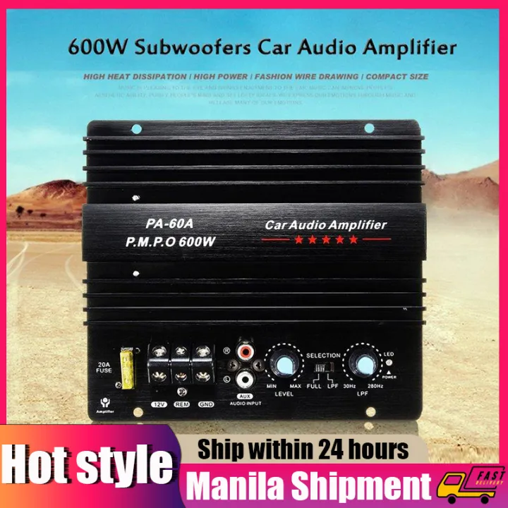 12V 600W High Power Car Audio Amplifier Powerful Bass Subwoofers Amp PA