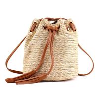 Shoulder Bag Ladies Fabric Summer Beach Bags With Tassels Weaving Crossbody Bag Women Weaving Money Bank Knitted Beach Handbag, Brown