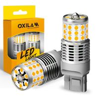 OXILAM 2ชิ้น WY21W LED Canbus ไฟสัญญาณเลี้ยวข้อผิดพลาดรถฟรี2835 SMD T20 7440 W21W LED สีเหลืองอำพันโคมไฟอัตโนมัติสำหรับโตโยต้า