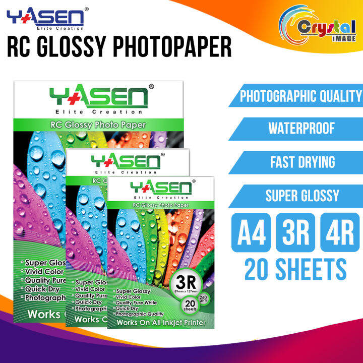 Yasen RC Glossy Photo Paper 260GSM ( A4 / 5R / 4R / 3R Size) Resin