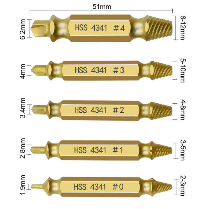 ชุดถอนสกรูเกลียวซ้าย-5ตัวชุด-ชุดเครื่องมือถอนหัวน็อต-สกรู-ตะปู-ชำรุดฝังแน่นให้ถอนออกได้อย่างง่ายดายใน10-วินาที-พร้อมกล่องอลูมิเนียม