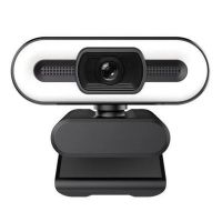 HD Camera with Ring Light Built-in Microphone Auto Focus USB Plug-And-Play Webcam for PC Laptop Desktop